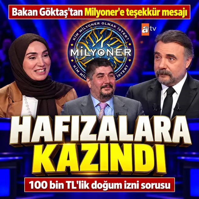 Bakan Göktaş'tan Milyoner yarışmasına teşekkür