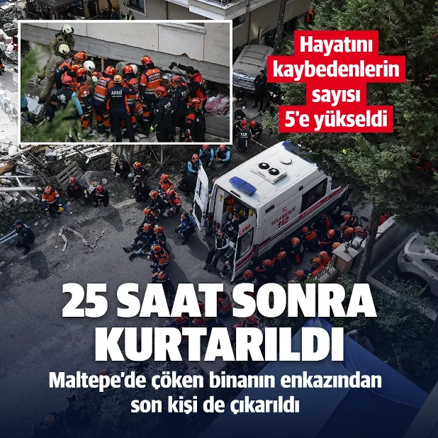 Son kişinin de çıkarılmasıyla birlikte enkazdaki arama kurtarma çalışmalarında sona gelindi