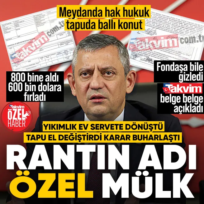 Özgür Özel 22 Eylül 2021 tarihinde Beşiktaş Türkali Mahallesi'nde yer alan bir evi yaklaşık 800 bin TL bedelle satın aldı